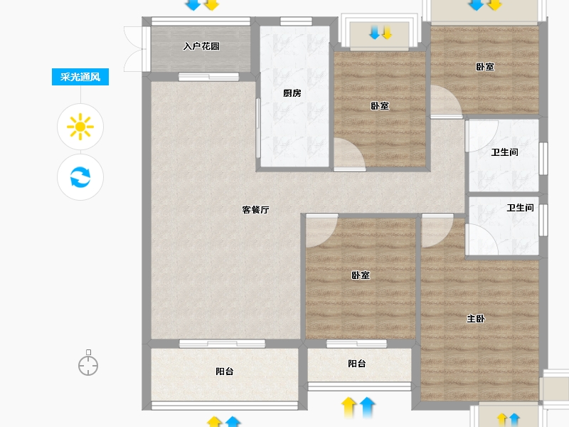 河南省-信阳市-高盛星河湾-108.80-户型库-采光通风