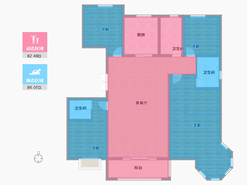 陕西省-咸阳市-城投时代-152.28-户型库-动静分区