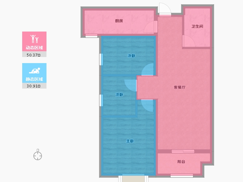 陕西省-咸阳市-沣馨苑-72.34-户型库-动静分区