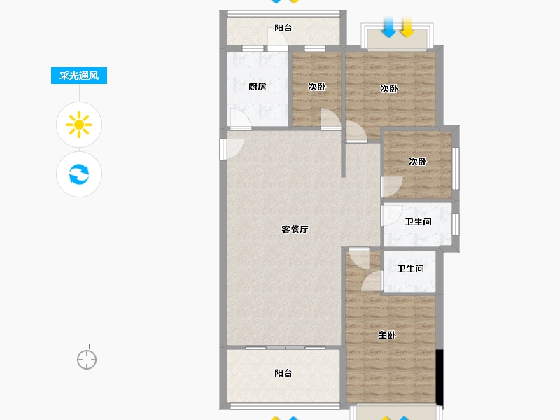 湖北省-宜昌市-清江领秀-125.00-户型库-采光通风