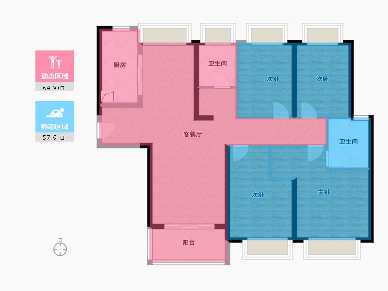 湖北省-武汉市-招商江山和樾-109.60-户型库-动静分区