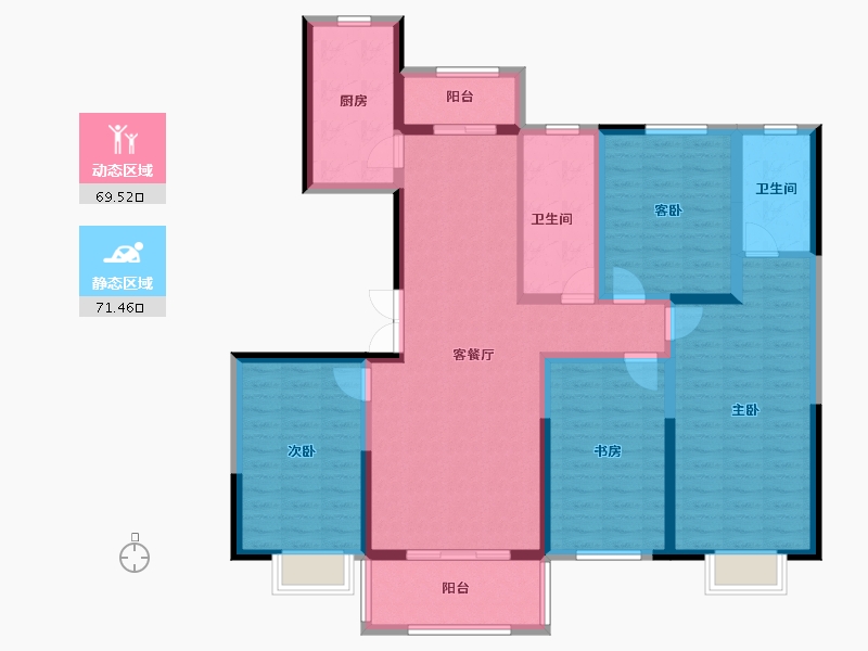 陕西省-咸阳市-城投时代-125.94-户型库-动静分区