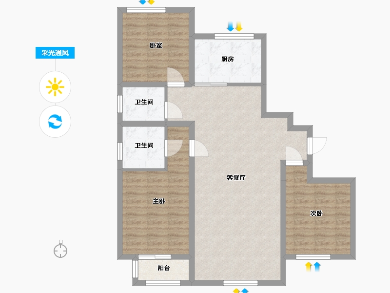 河北省-承德市-卧龙湾-98.60-户型库-采光通风