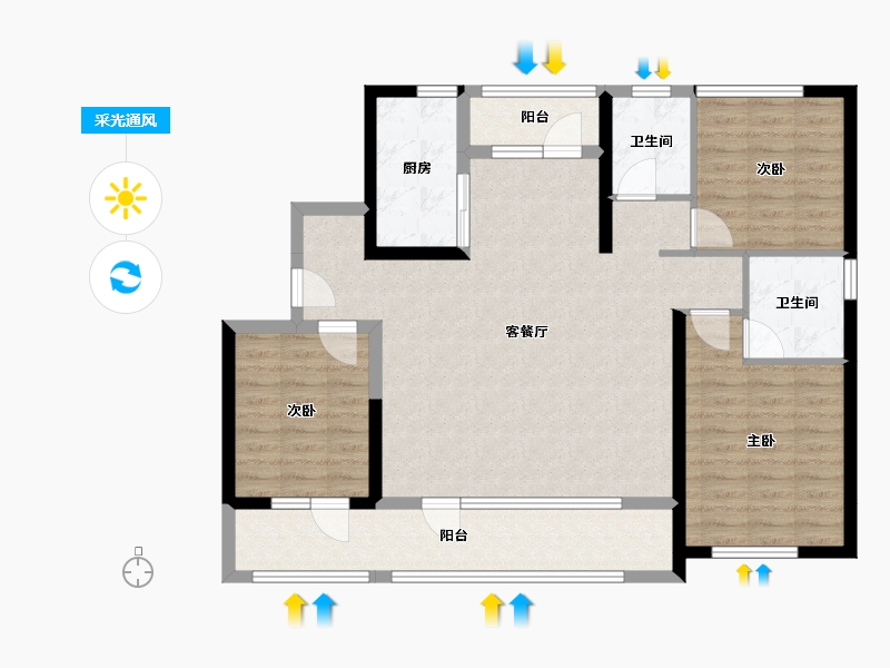 山东省-青岛市-绿城·锦上月鸣-101.02-户型库-采光通风