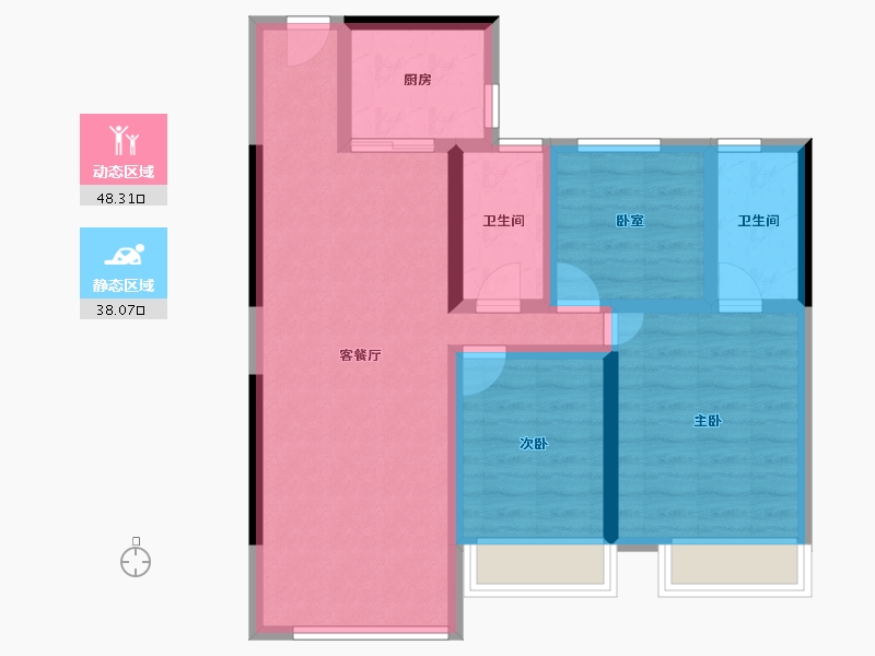 陕西省-西安市-碧桂园云府-75.94-户型库-动静分区