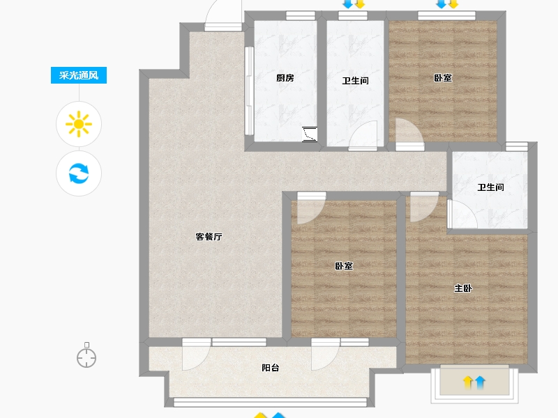 山东省-潍坊市-桃源金茂悦-92.00-户型库-采光通风