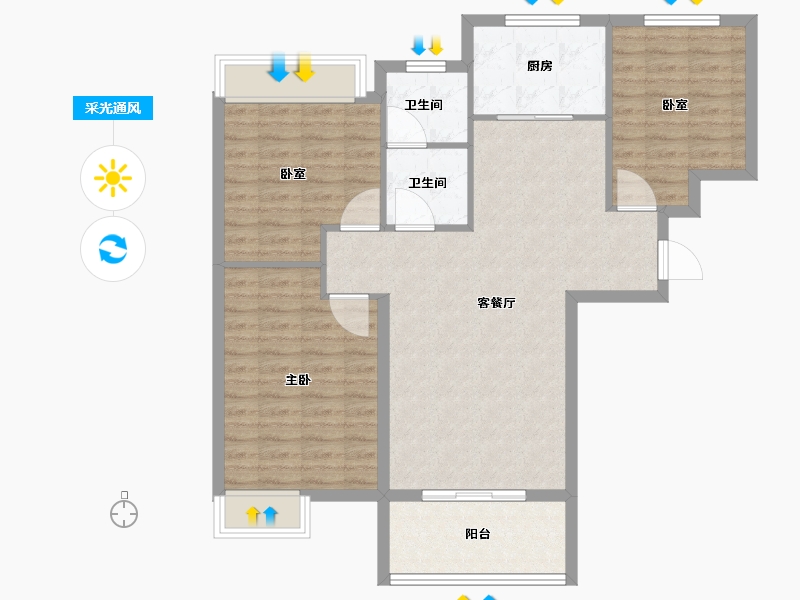 河南省-信阳市-湾湖春天-96.00-户型库-采光通风