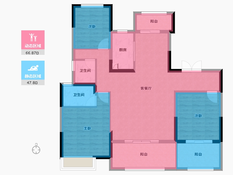 河南省-周口市-郸城建业云境-102.40-户型库-动静分区