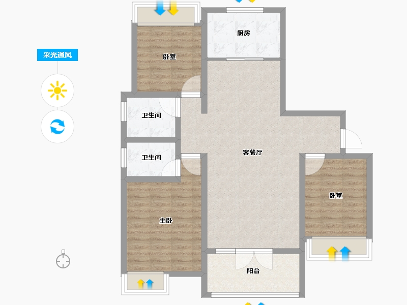 河南省-信阳市-湾湖春天-97.61-户型库-采光通风