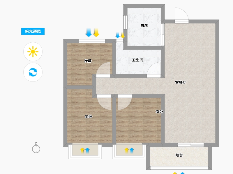 陕西省-西安市-盛唐融城-78.41-户型库-采光通风