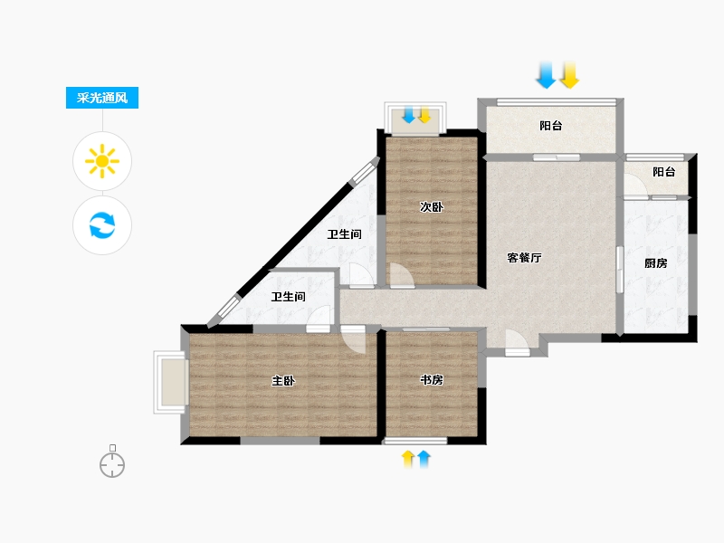 上海-上海市-璞玉one-98.00-户型库-采光通风