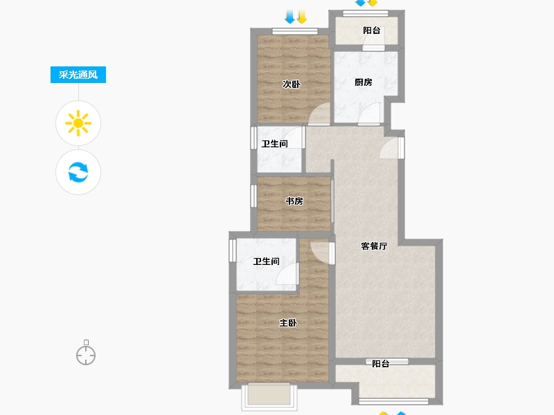 上海-上海市-复地富顿街区-80.00-户型库-采光通风