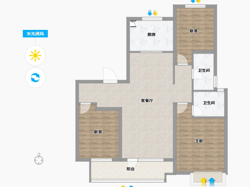 山东省-潍坊市-桃源金茂悦-101.60-户型库-采光通风