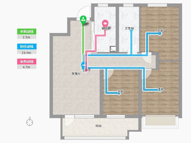 山东省-潍坊市-桃源金茂悦-85.60-户型库-动静线