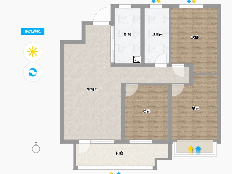 山东省-潍坊市-桃源金茂悦-85.60-户型库-采光通风