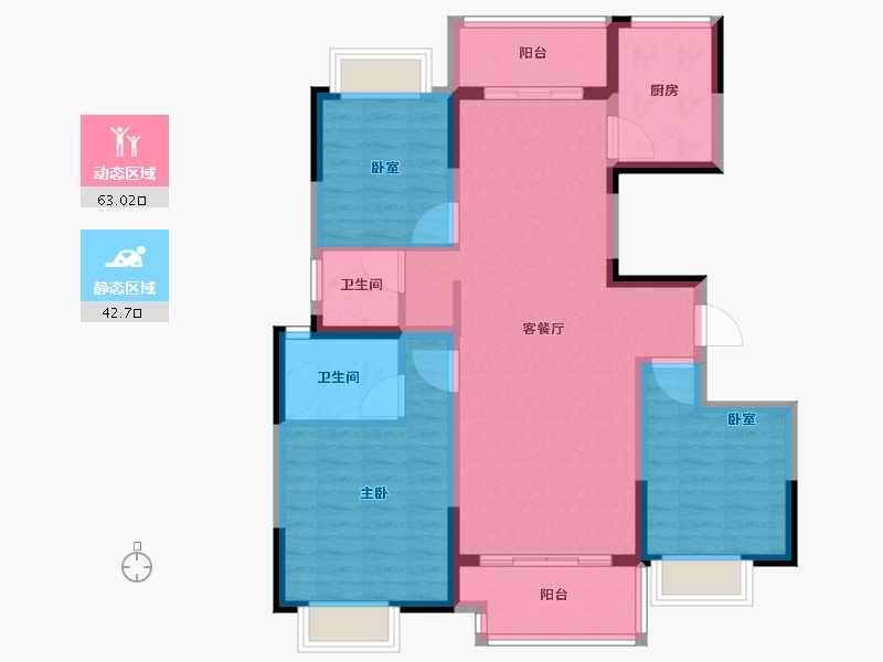 河南省-信阳市-京华苑-94.40-户型库-动静分区