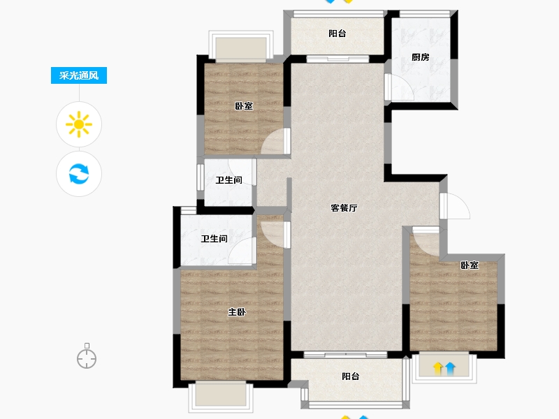 河南省-信阳市-京华苑-94.40-户型库-采光通风