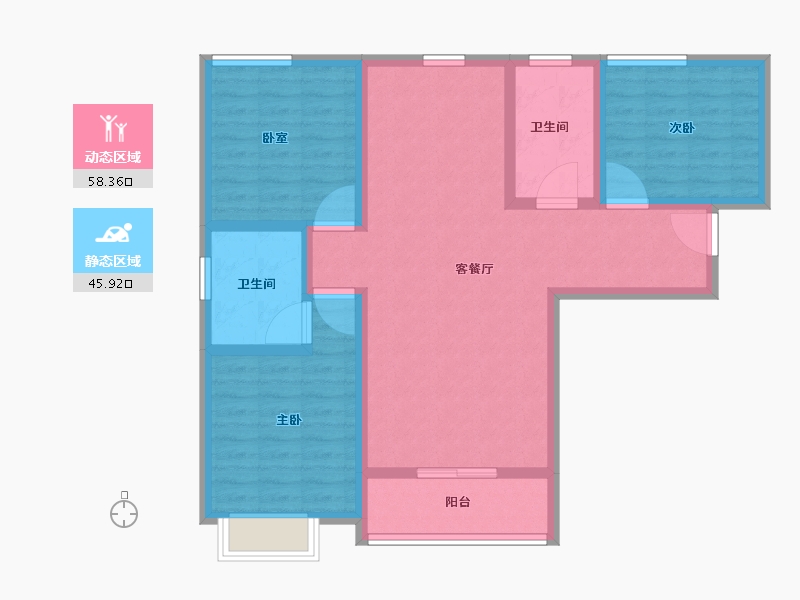 陕西省-西安市-逸景佑园-92.81-户型库-动静分区