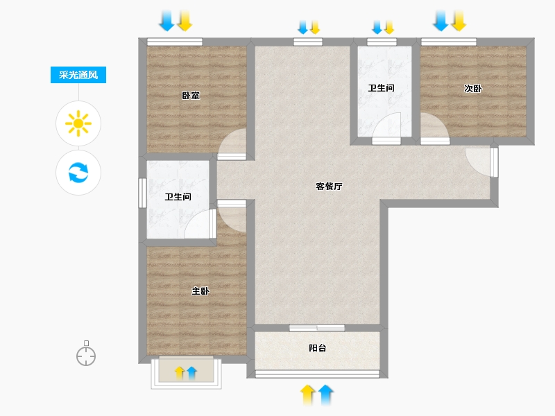 陕西省-西安市-逸景佑园-92.81-户型库-采光通风