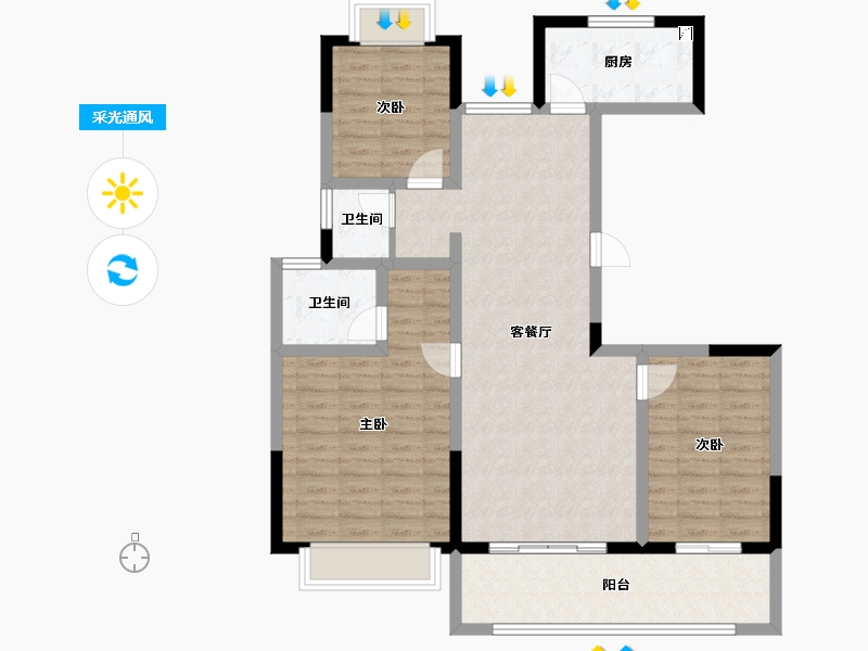 河南省-周口市-方远·中原首府-100.79-户型库-采光通风