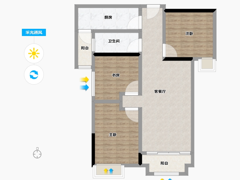 陕西省-西安市-中金金骊福郡.-90.40-户型库-采光通风