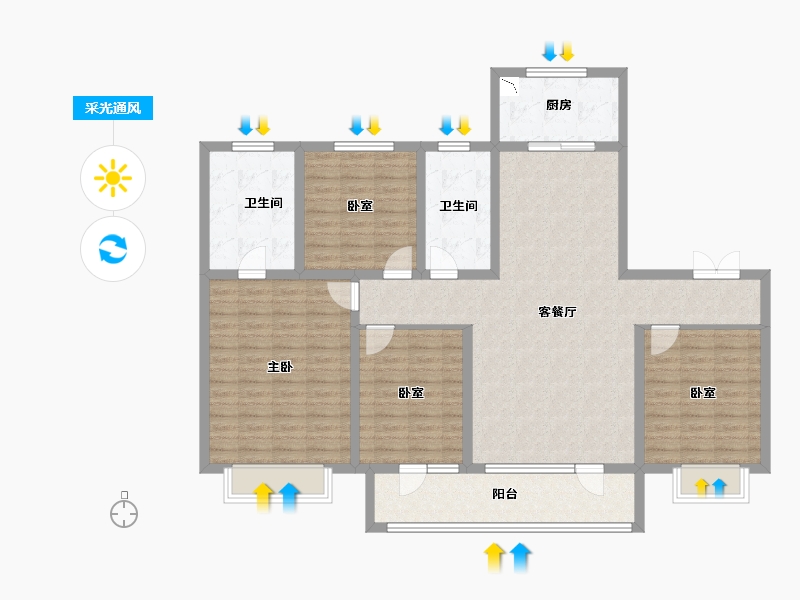 山东省-潍坊市-桃源金茂悦-132.00-户型库-采光通风