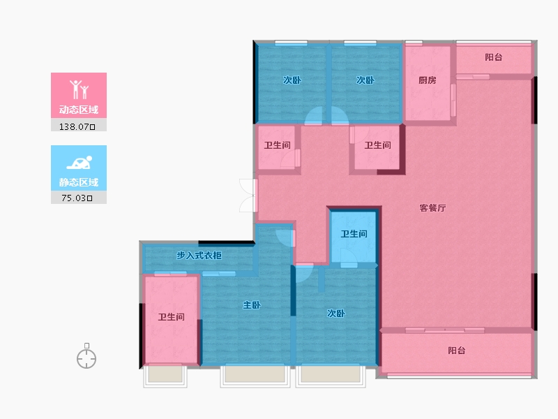 陕西省-西安市-自然界河山-191.66-户型库-动静分区