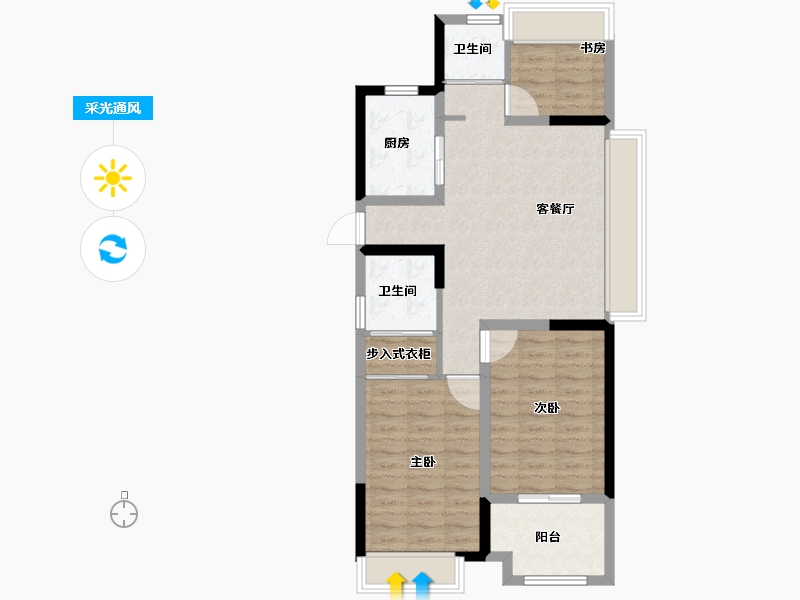 浙江省-嘉兴市-金城.祥新云境府-79.38-户型库-采光通风