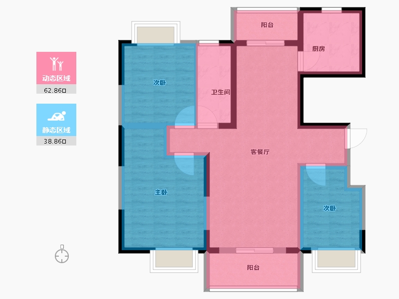 上海-上海市-长风瑞仕璟庭-90.21-户型库-动静分区