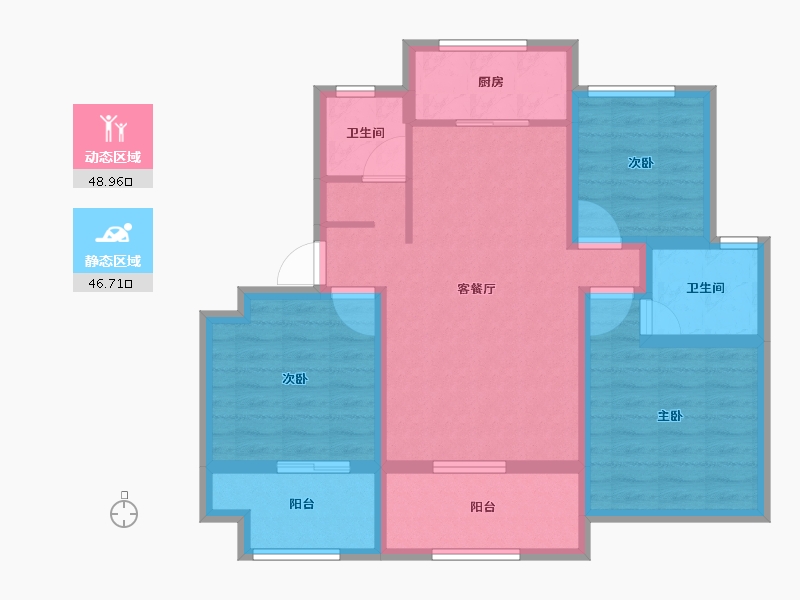 河南省-信阳市-金牛国际社区-84.37-户型库-动静分区