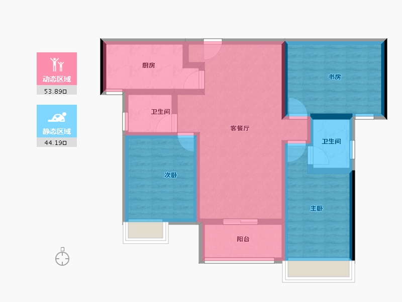 陕西省-西安市-奥园誉府-86.40-户型库-动静分区