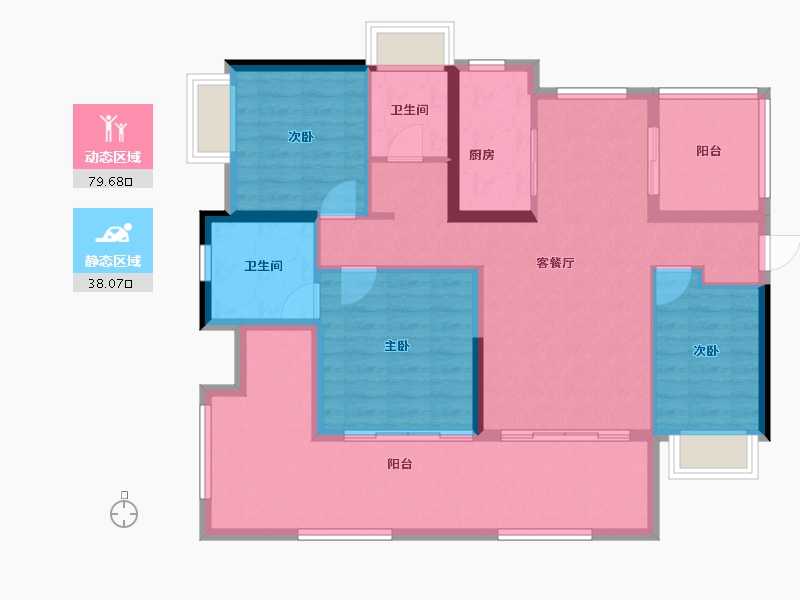 海南省-三亚市-保利崖州湾-105.80-户型库-动静分区