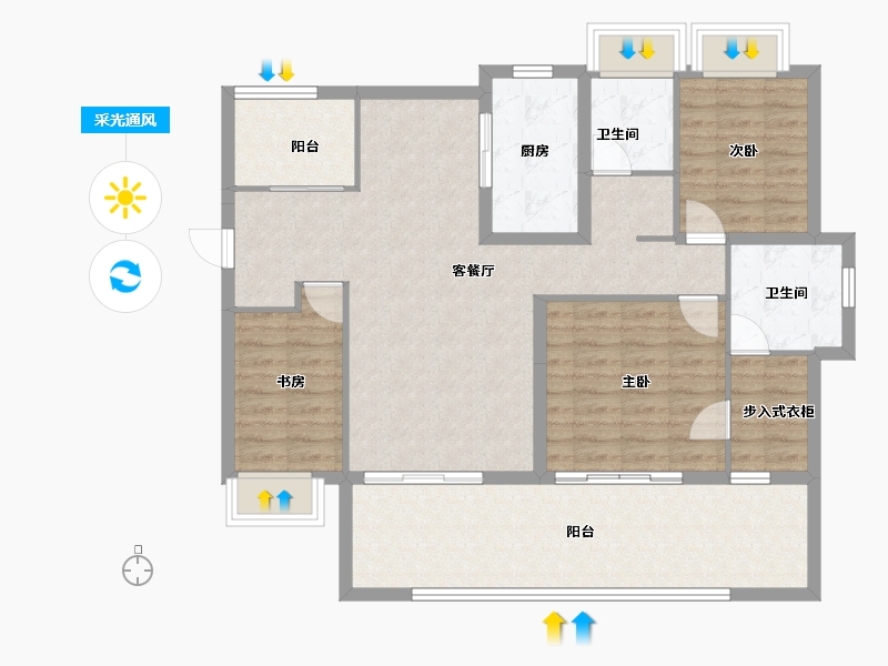 海南省-三亚市-保利崖州湾-106.48-户型库-采光通风