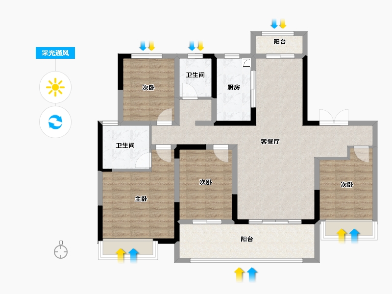 河南省-周口市-郸城建业桂园-112.00-户型库-采光通风