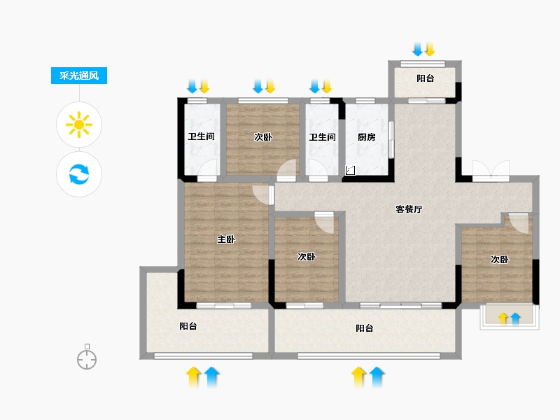 河南省-周口市-郸城建业云境-121.59-户型库-采光通风