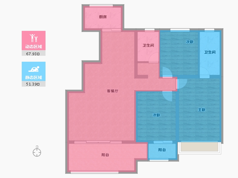 河南省-周口市-淮阳正商珑湖宽境-107.21-户型库-动静分区