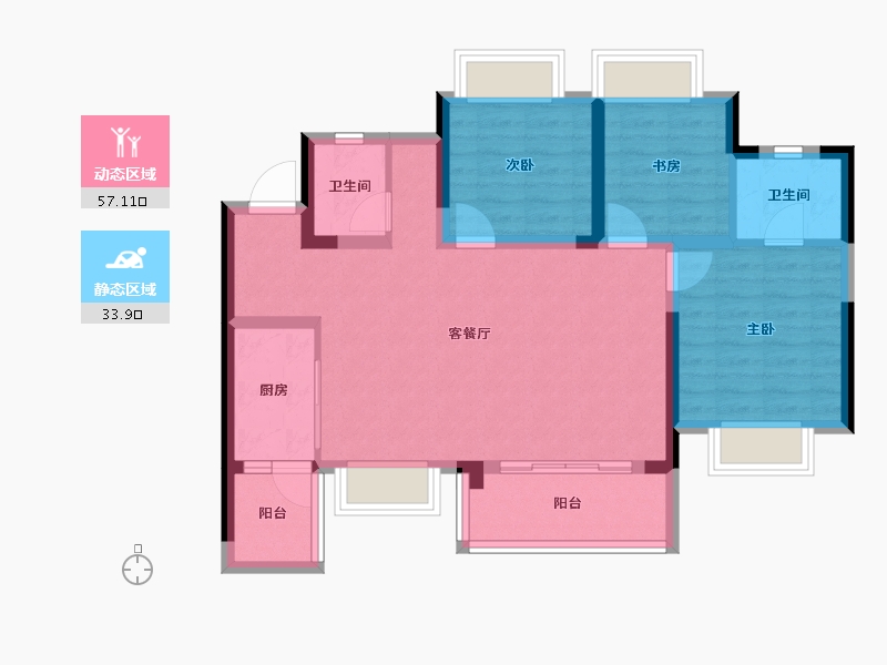 重庆-重庆市-中建御湖壹号-80.81-户型库-动静分区