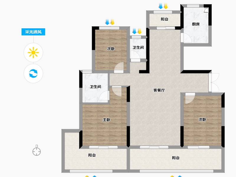 河南省-周口市-郸城建业云境-113.61-户型库-采光通风