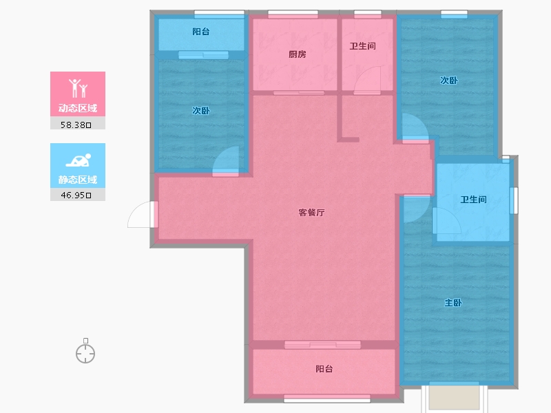 陕西省-咸阳市-沣馨苑-94.02-户型库-动静分区