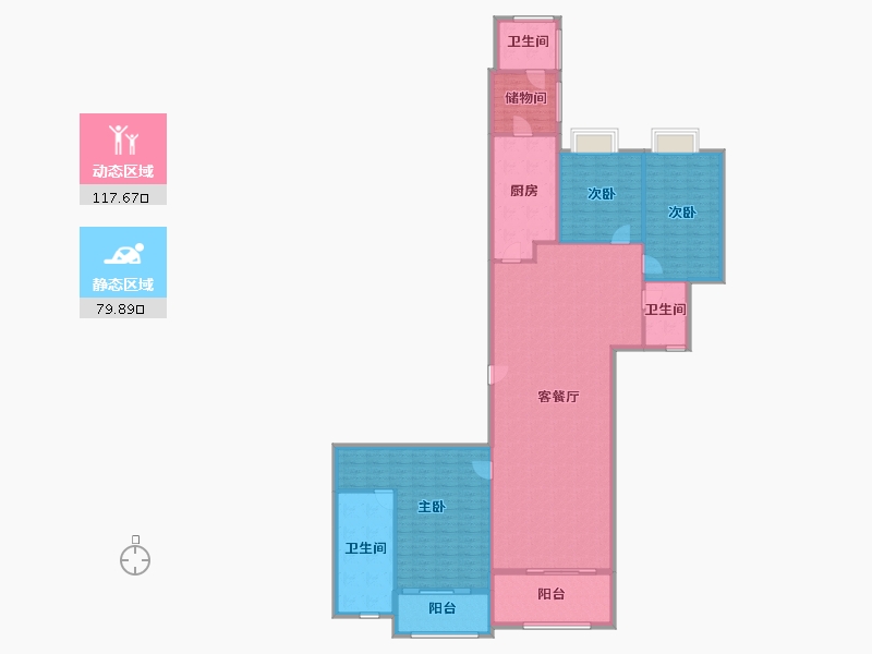 上海-上海市-滨江凯旋门-182.33-户型库-动静分区