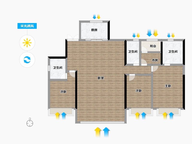 陕西省-西安市-碧桂园云府-160.54-户型库-采光通风