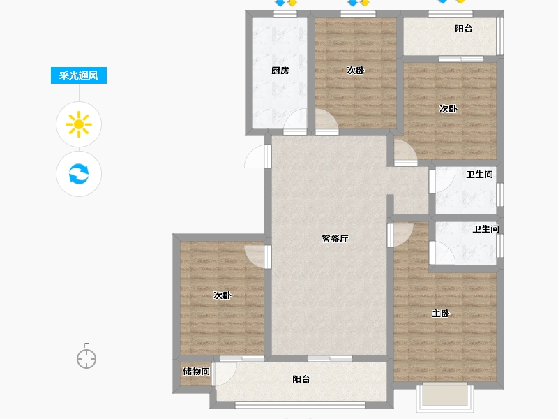 陕西省-咸阳市-沣馨苑-118.40-户型库-采光通风