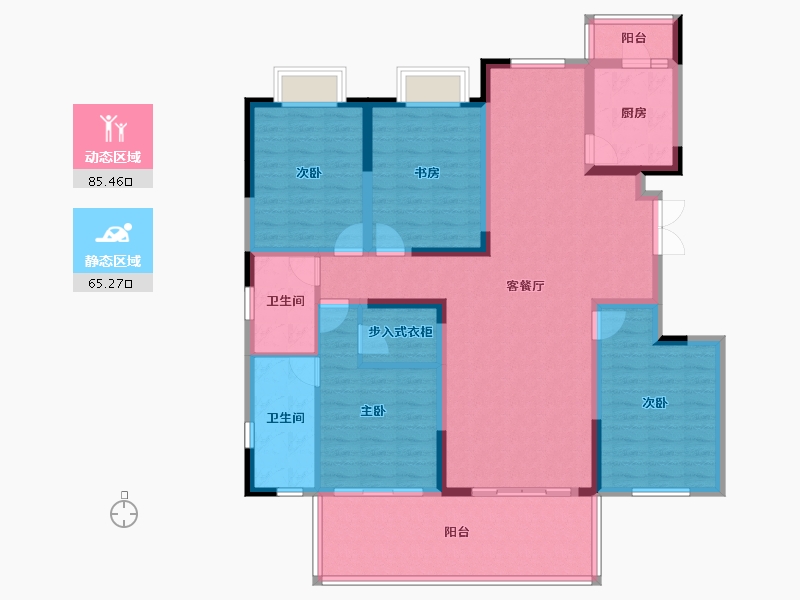 云南省-昭通市-昭通高速凤凰广场云庐-135.31-户型库-动静分区