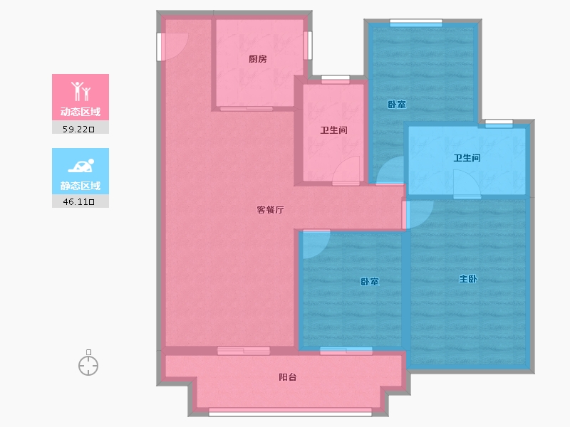 陕西省-咸阳市-金科集美嘉悦-94.27-户型库-动静分区