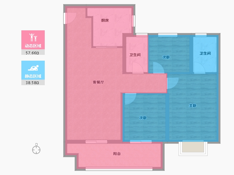 陕西省-咸阳市-金科集美嘉悦-86.41-户型库-动静分区