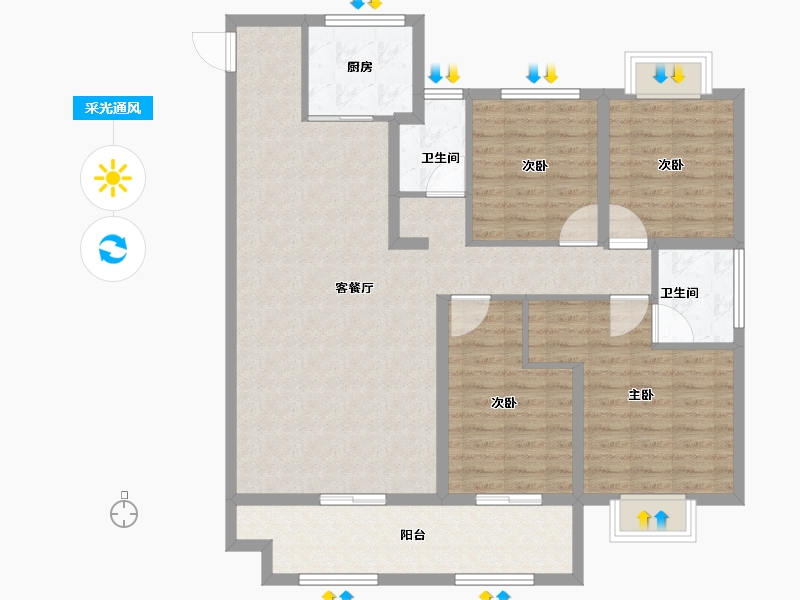 河南省-信阳市-正弘新城-114.94-户型库-采光通风