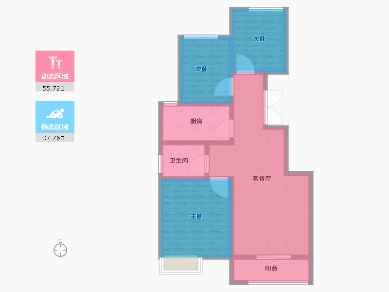 陕西省-西安市-隆基泰和铂悦山-83.20-户型库-动静分区