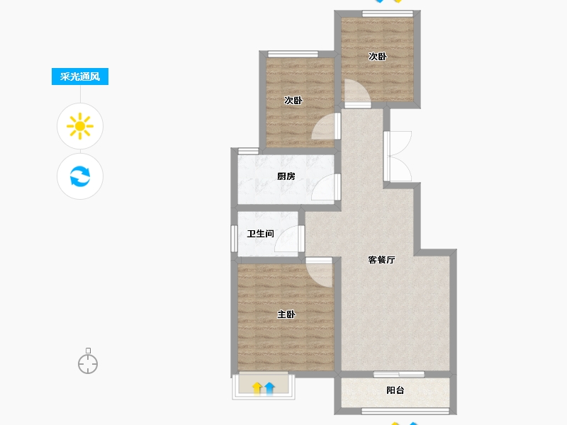 陕西省-西安市-隆基泰和铂悦山-83.20-户型库-采光通风