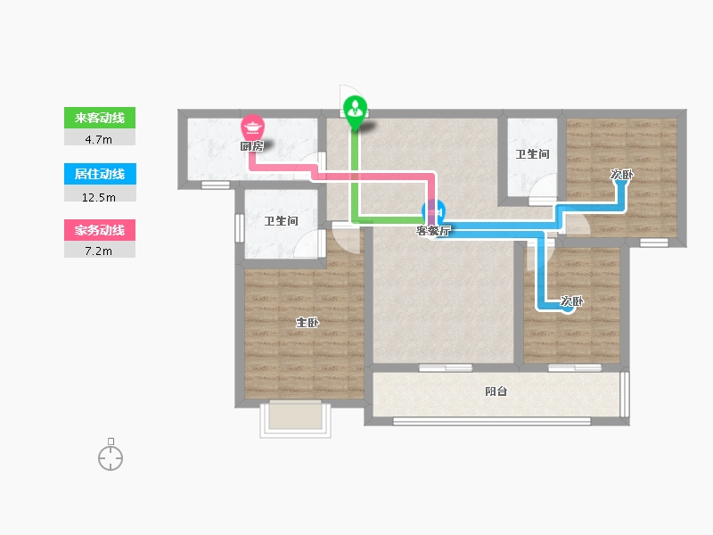 陕西省-咸阳市-沣馨苑-88.04-户型库-动静线