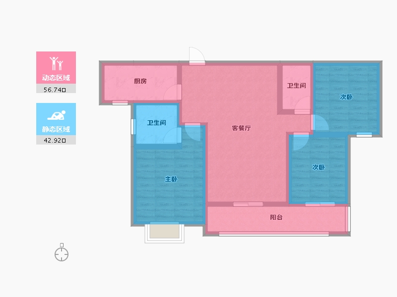 陕西省-咸阳市-沣馨苑-88.04-户型库-动静分区